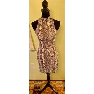 Windsor Snakeskin Mock Neck Bodycon Dress